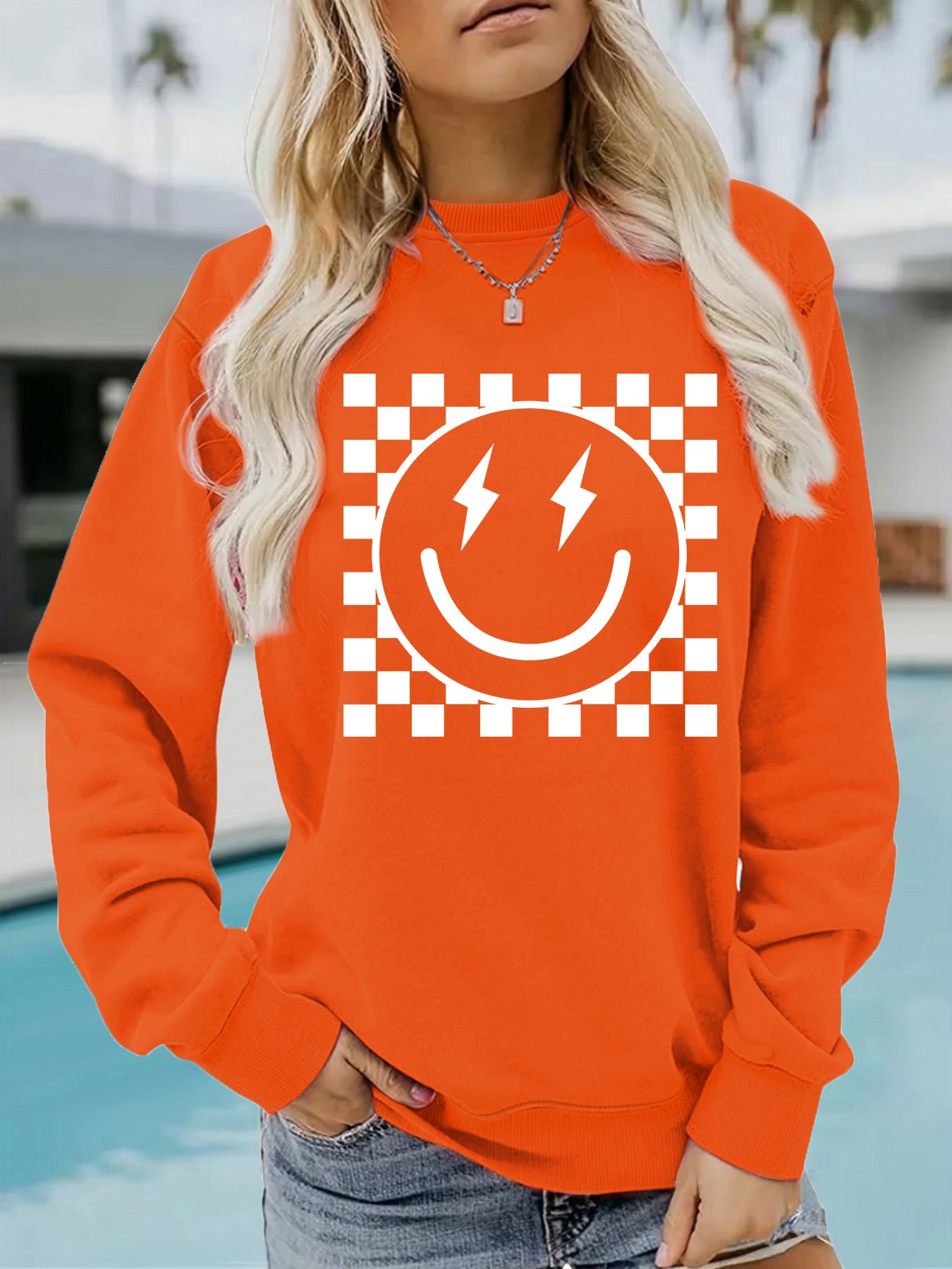 Mosaic pattern printed hoodie