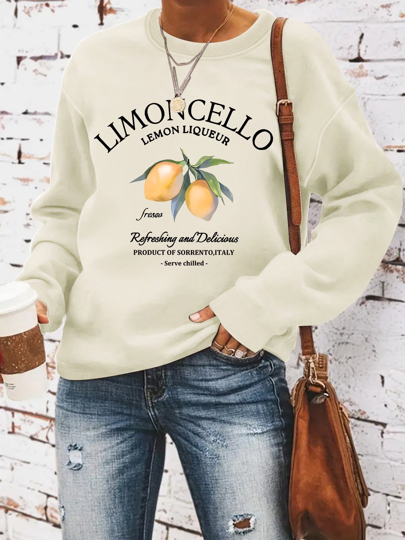 Sweatshirt with lemon print loose fit