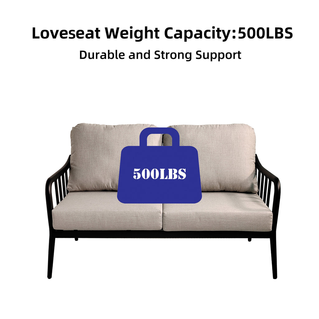 5PC Outdoor Aluminum Patio Furniture Modern Chat Sofa Conversation Set