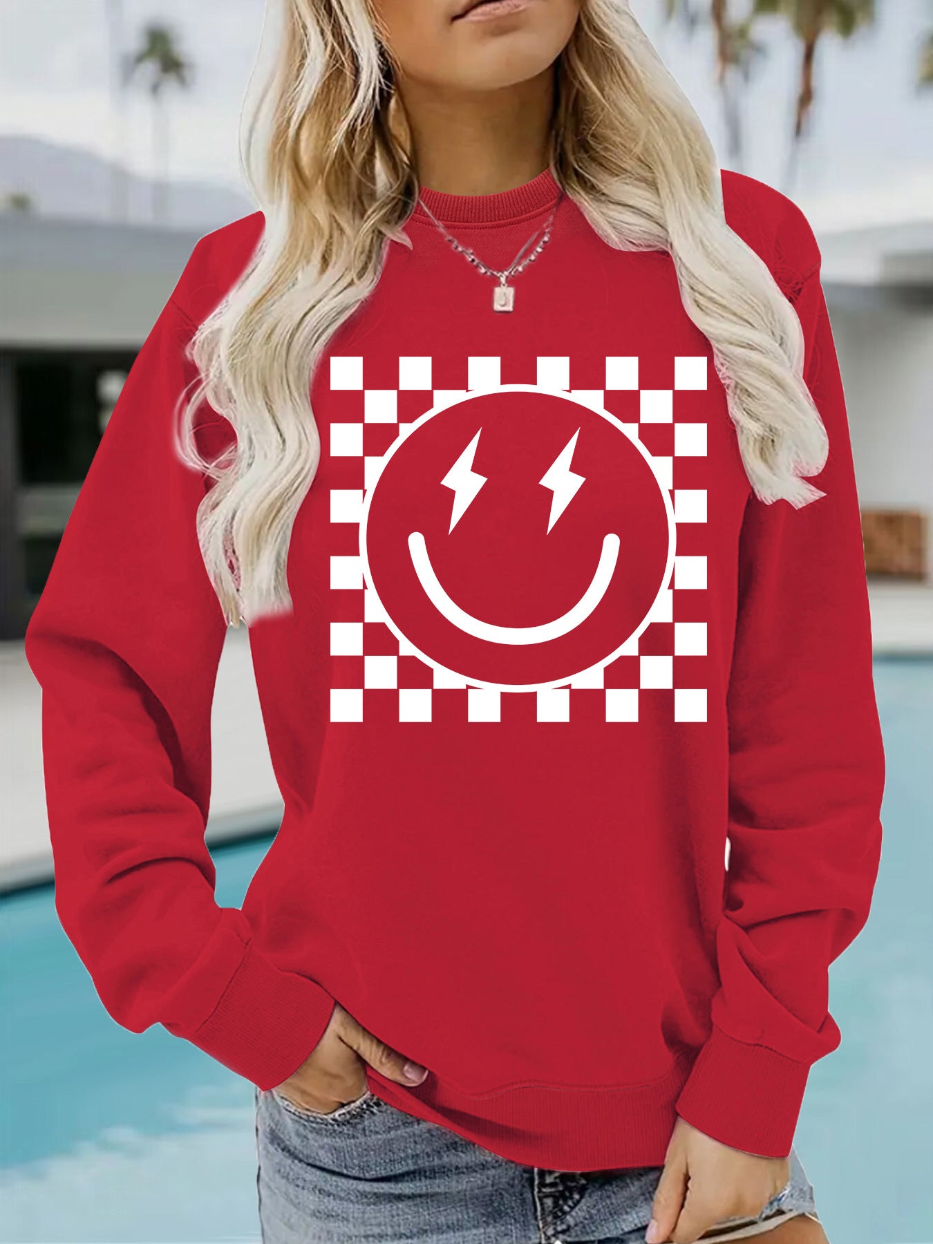 Mosaic pattern printed hoodie