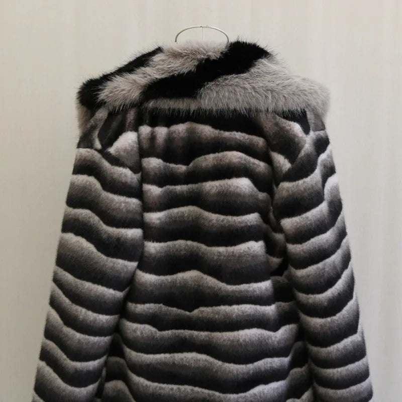 Winter Warm Faux Fur Coat Men Mid-length Thick Fur Coat Plus Size Fur Collar Designer Men's Clothing