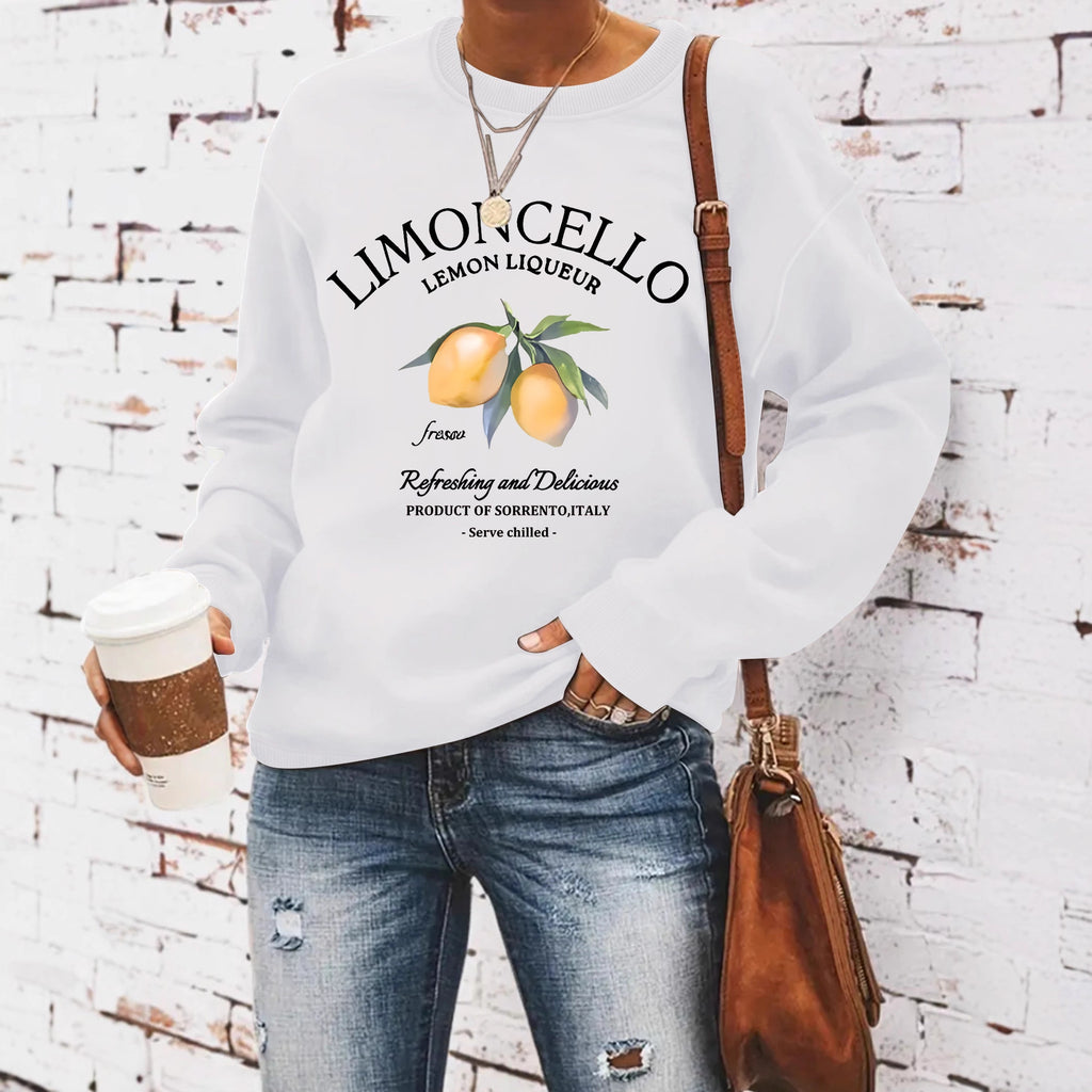 Sweatshirt with lemon print loose fit