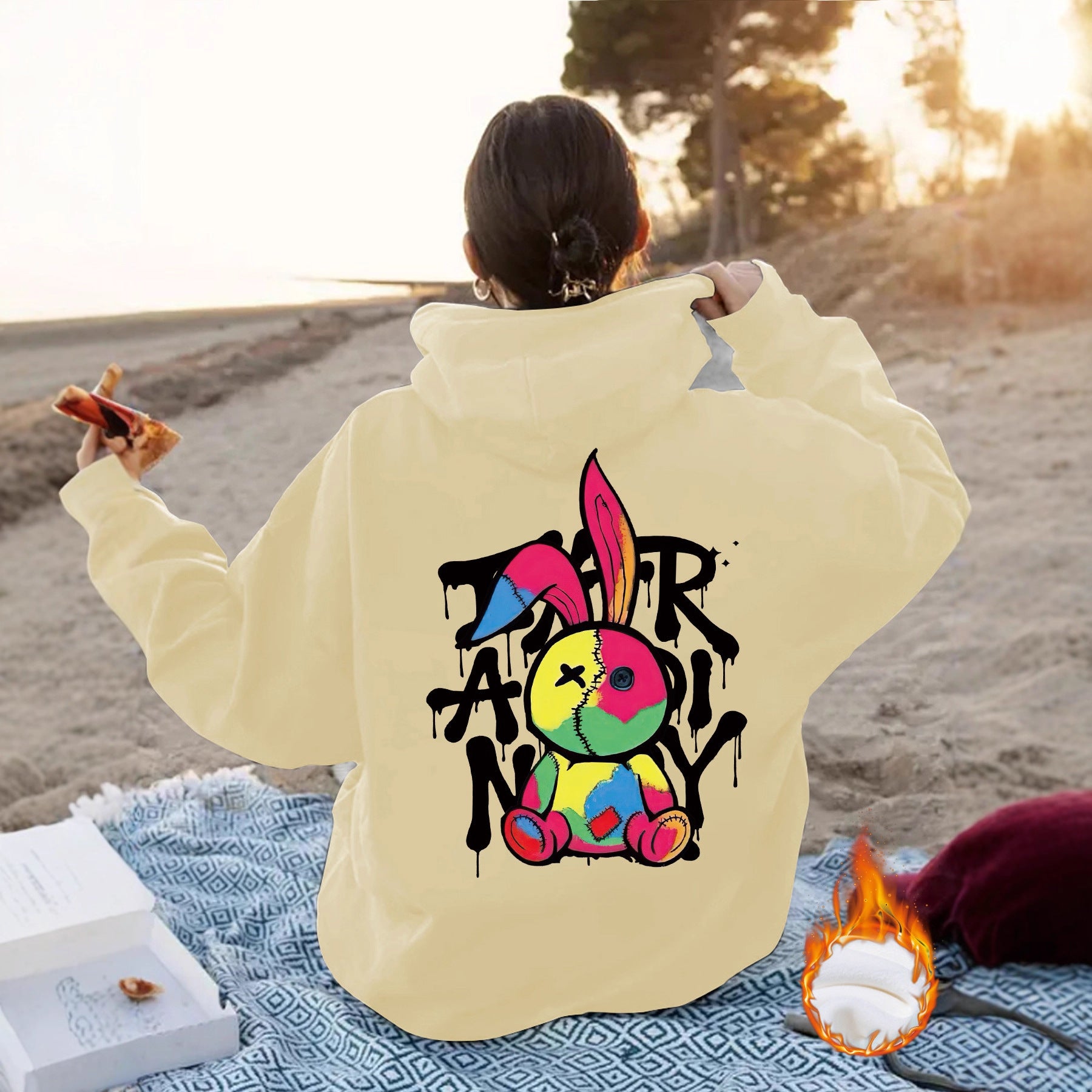 Cartoon pattern printed hoodie