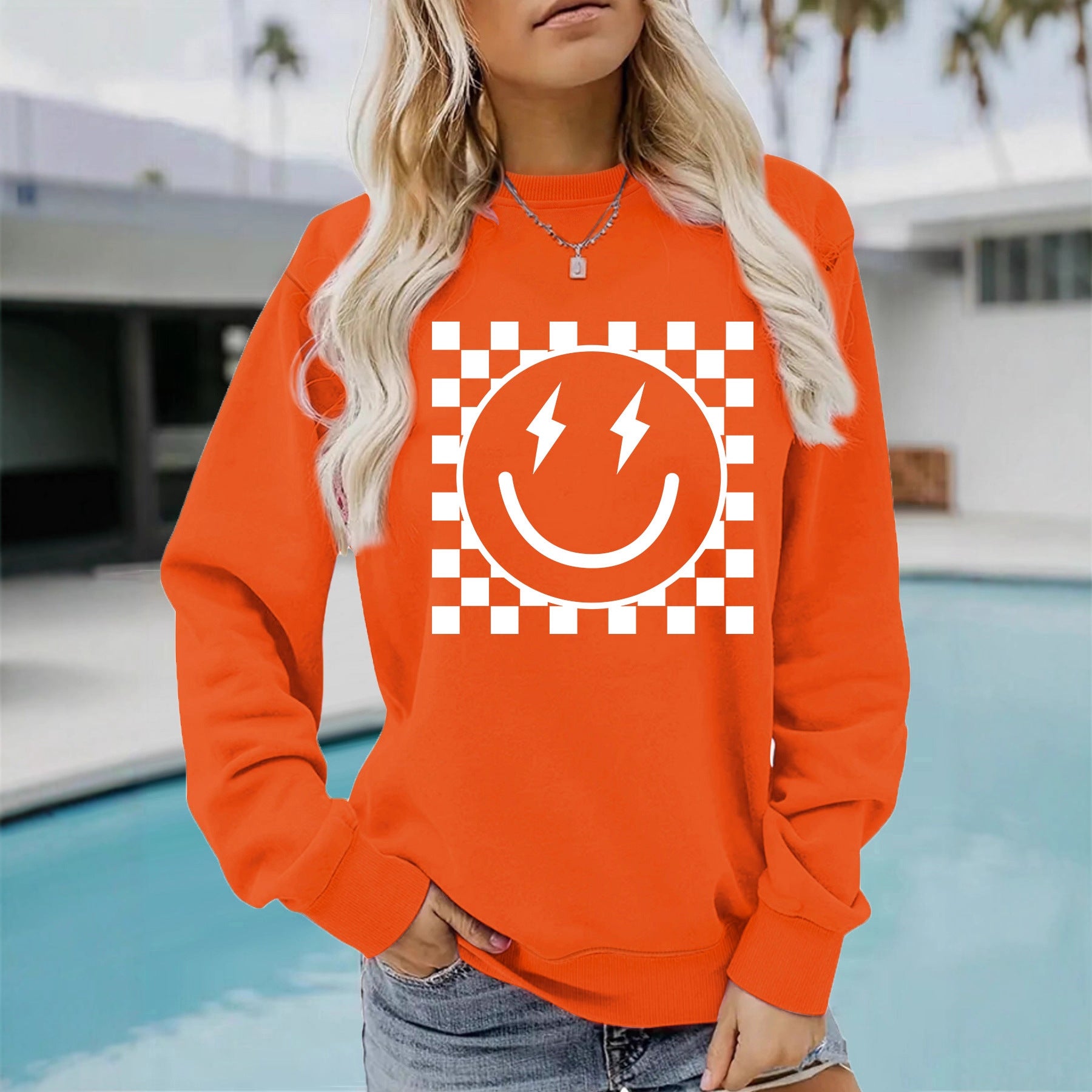 Mosaic pattern printed hoodie