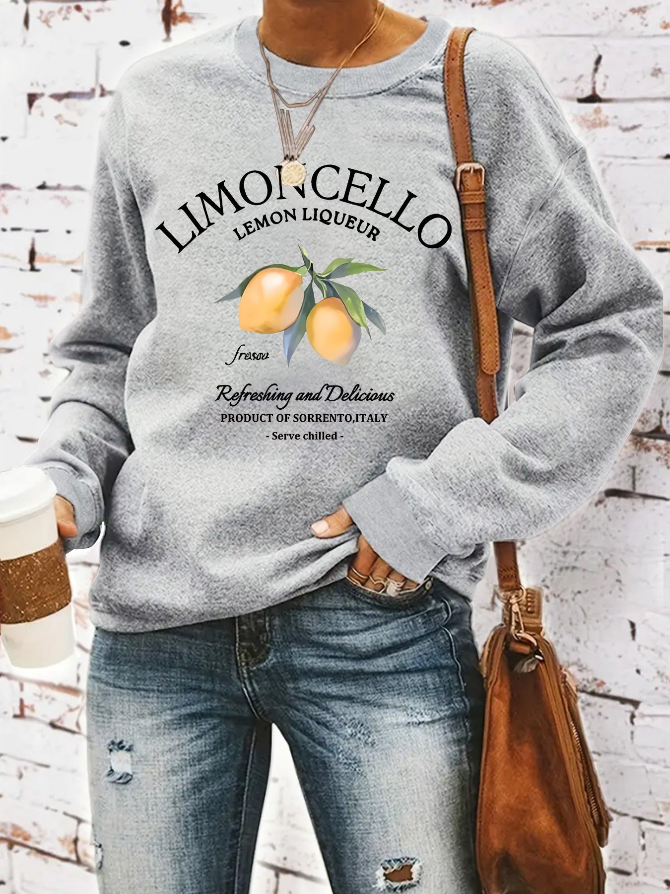 Sweatshirt with lemon print loose fit