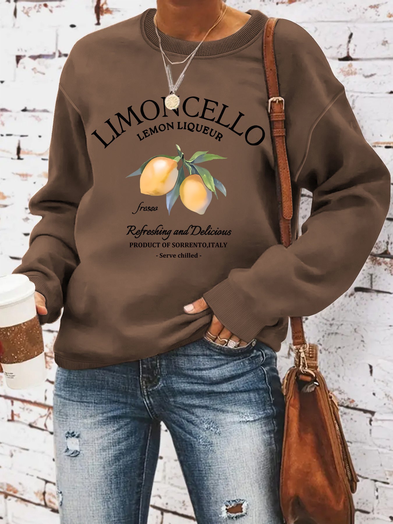 Sweatshirt with lemon print loose fit