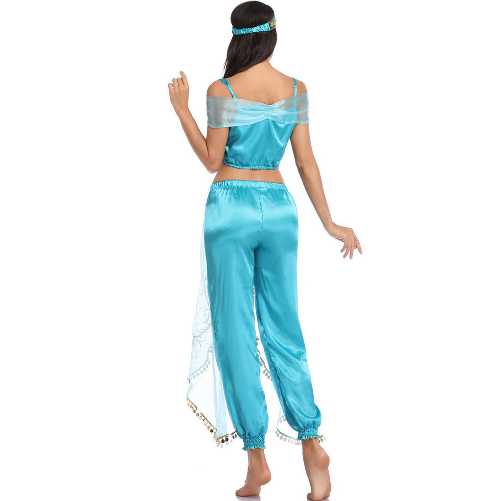 Aladdin Magic Lamp Jasmine Princess Dress COS Costume Halloween Role Play