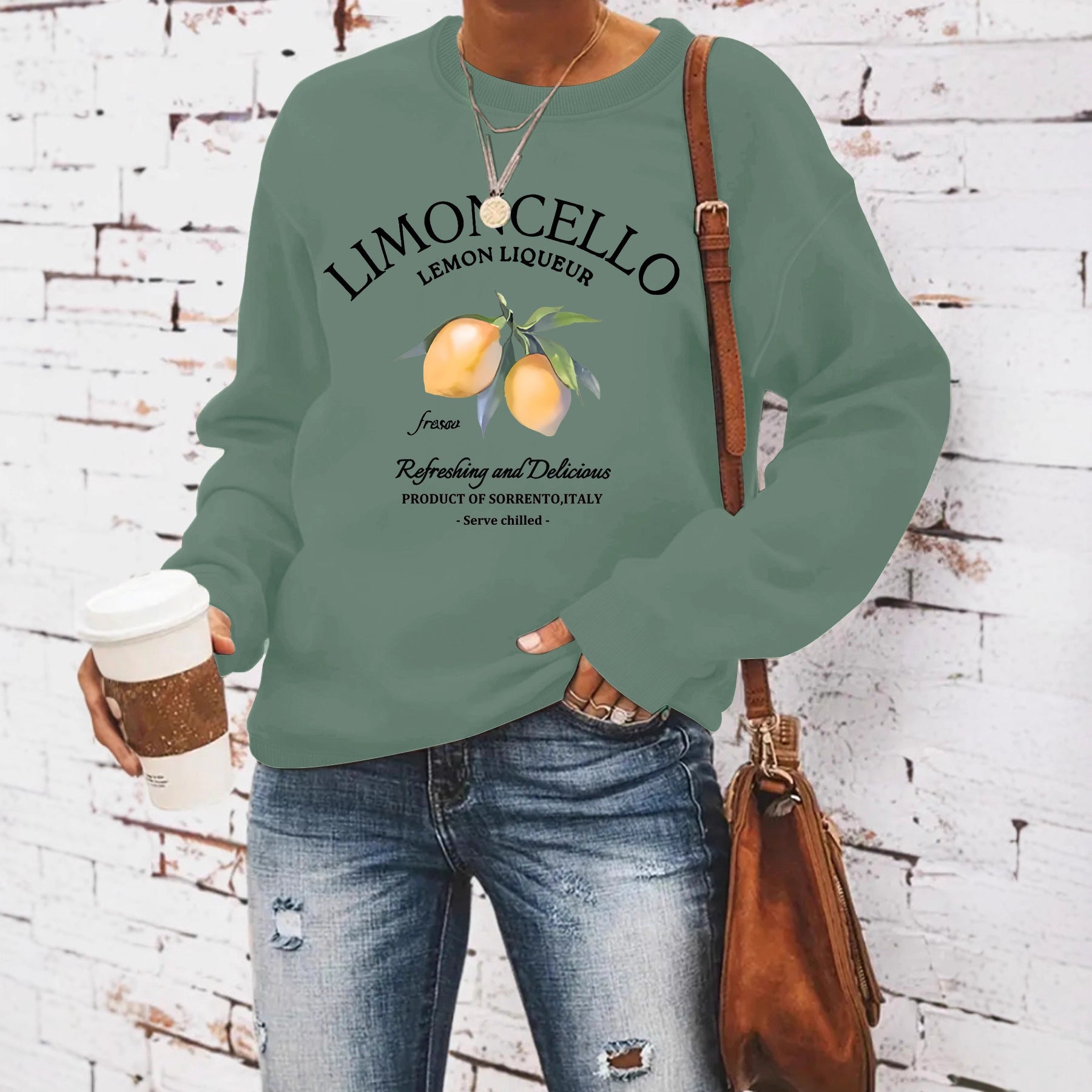 Sweatshirt with lemon print loose fit