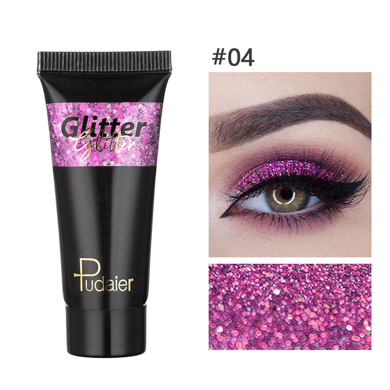 Makeup Pudaier monochrome glitter eyeshadow stage makeup face body glitter 12 color liquid eyeshadow