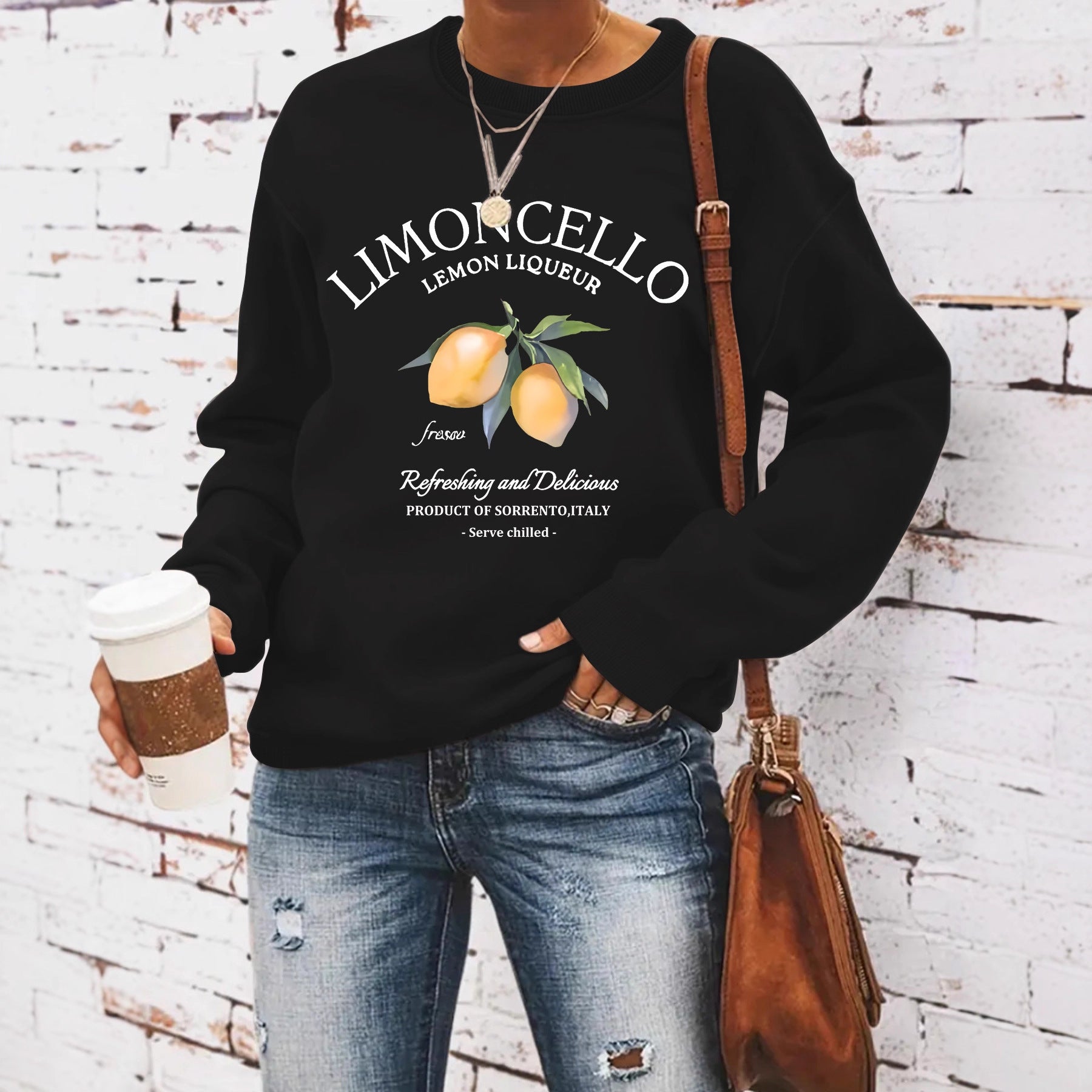 Sweatshirt with lemon print loose fit