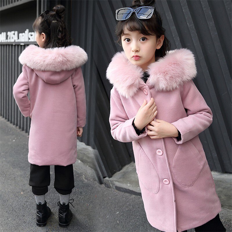 Girls Long Sleeve Hoode clothing Windbreaker spring autumn Winter clothes wool Coat Kids jacket Wedding Outwear parka