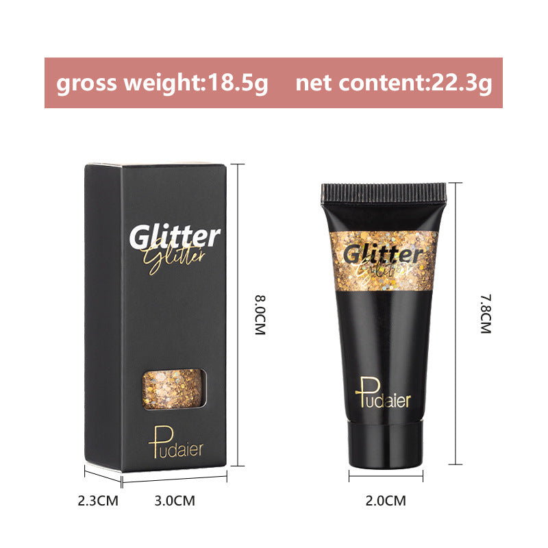 Makeup Pudaier monochrome glitter eyeshadow stage makeup face body glitter 12 color liquid eyeshadow