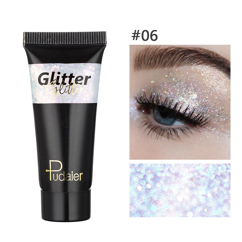 Makeup Pudaier monochrome glitter eyeshadow stage makeup face body glitter 12 color liquid eyeshadow