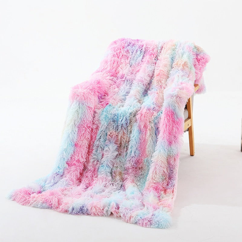 Photography Props, Small Rainbow Blankets, Nordic Style Office Lazybones, Nap Blankets, Tie Dyed Sofa Blankets, Plush Blankets