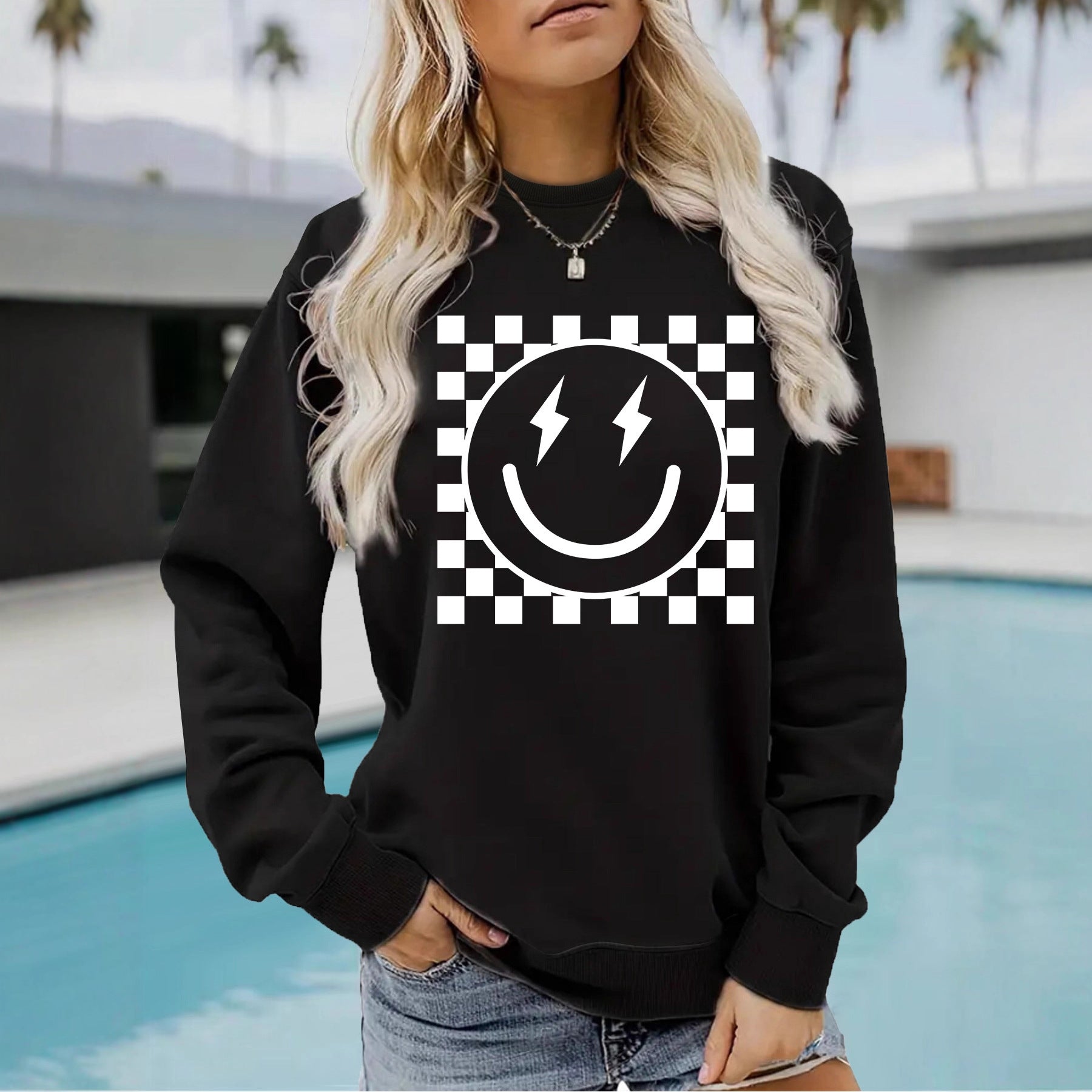 Mosaic pattern printed hoodie