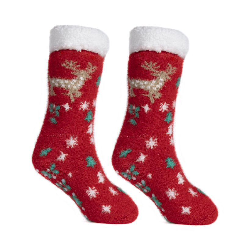 Christmas Floor Socks Indoor Home Sleep Winter Plush Thick Long Socks Women's Postpartum Socks Anti slip