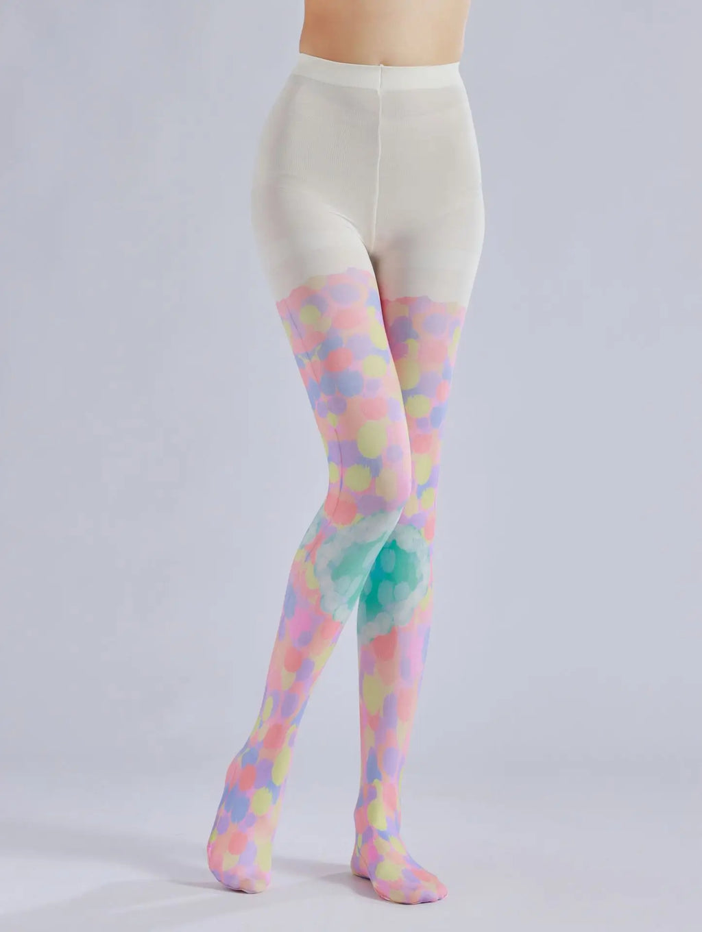 Color block stacked heart printed pantyhose with colorful patterns and sweet base socks