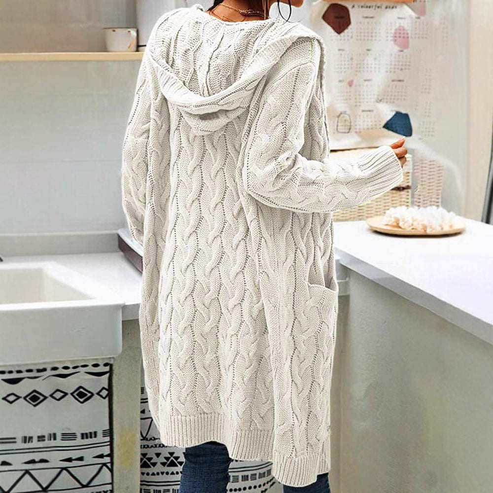 Sweater long sleeved pocket cardigan