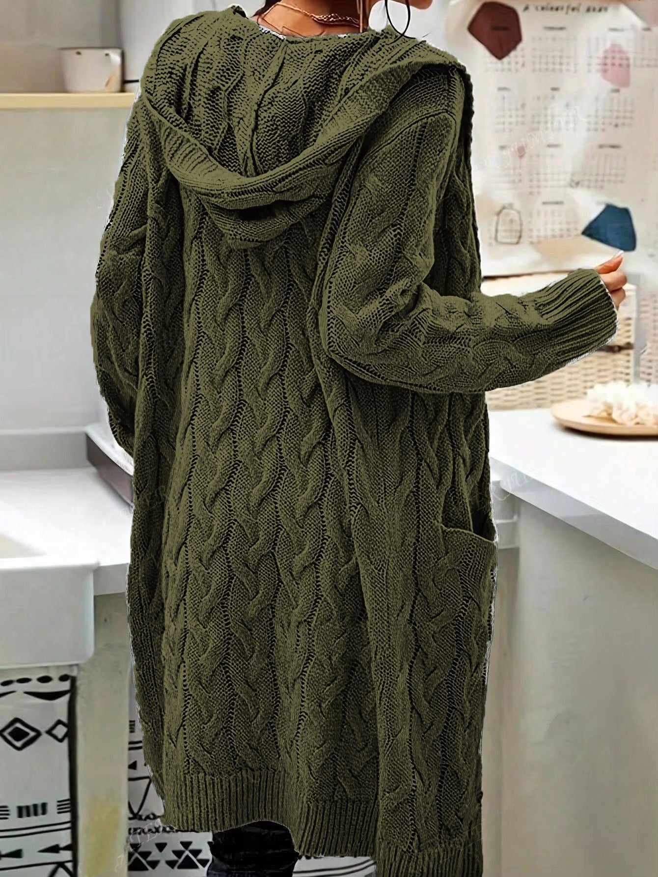 Sweater long sleeved pocket cardigan