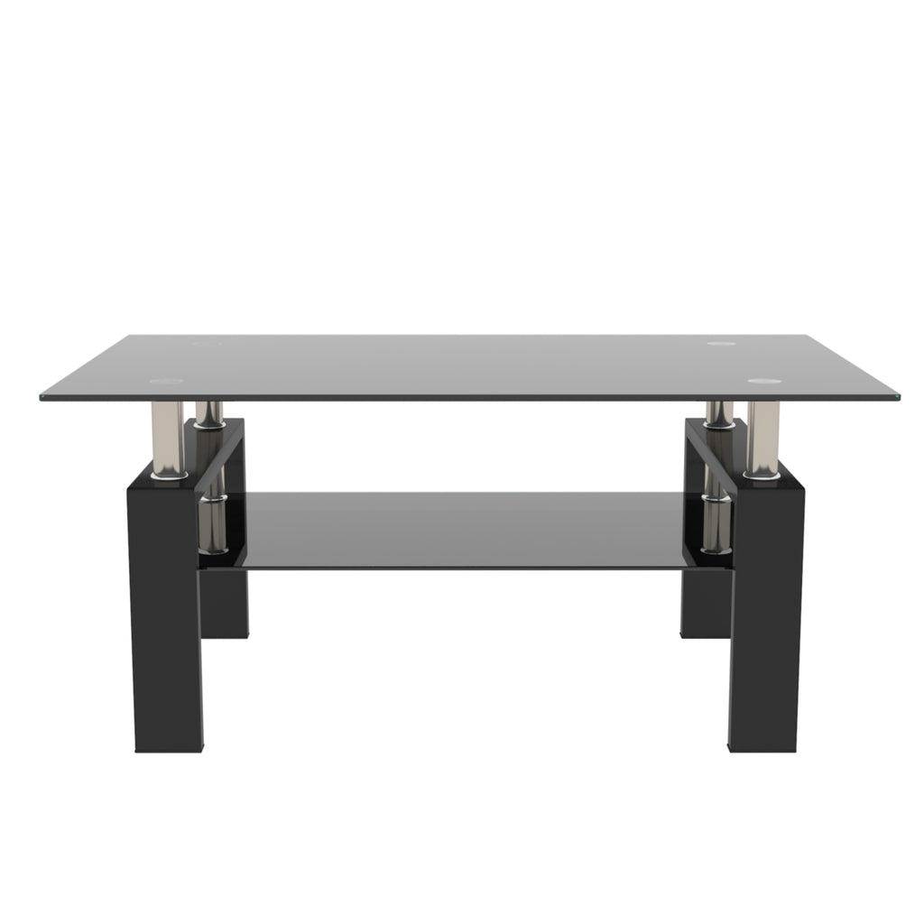 Rectangle Black Glass Coffee Table  Clear Coffee Table Modern Side Center Tables for Living Room Living Room Furniture