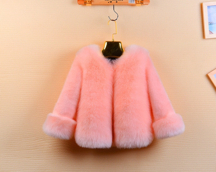 Dollplus Winter Girls Fur Coat Elegant Baby Girl Faux Fur Jackets And Coats Thick Warm Parka Kids Boutique Clothes