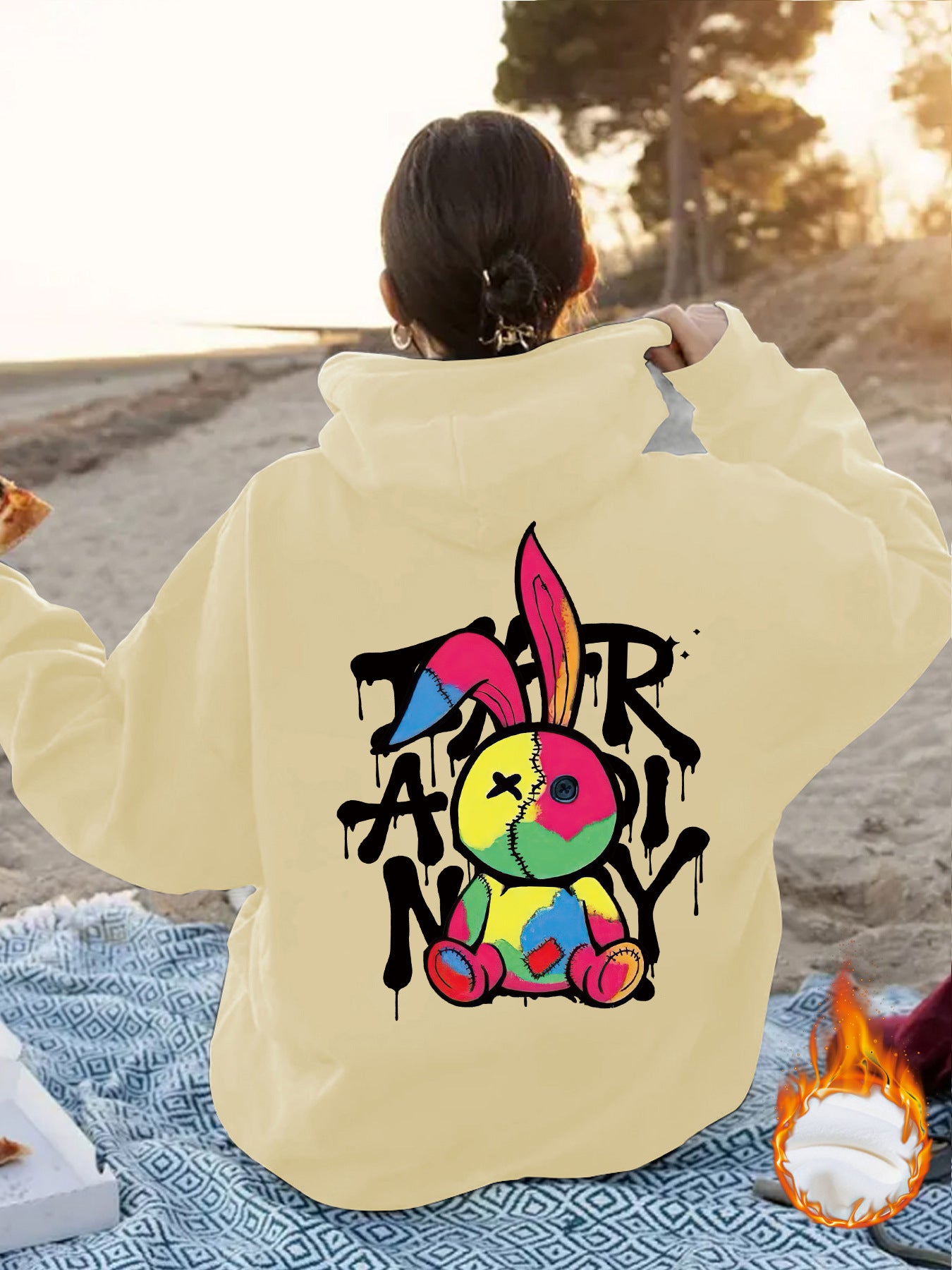Cartoon pattern printed hoodie