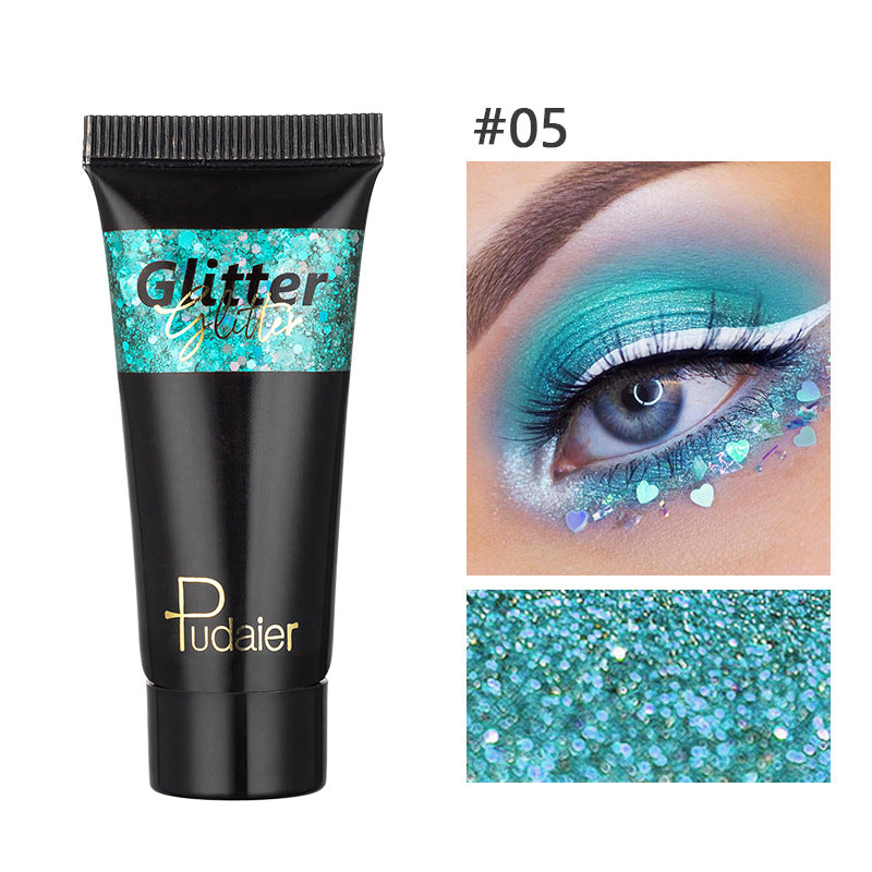Makeup Pudaier monochrome glitter eyeshadow stage makeup face body glitter 12 color liquid eyeshadow