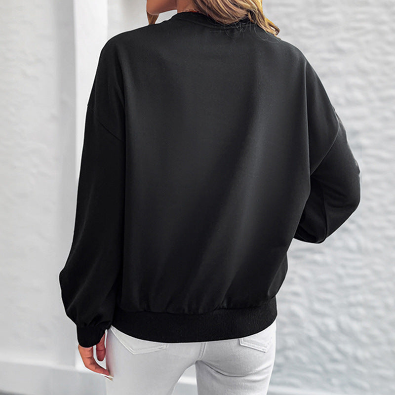 Love printed loose round neck long sleeved sweatshirt
