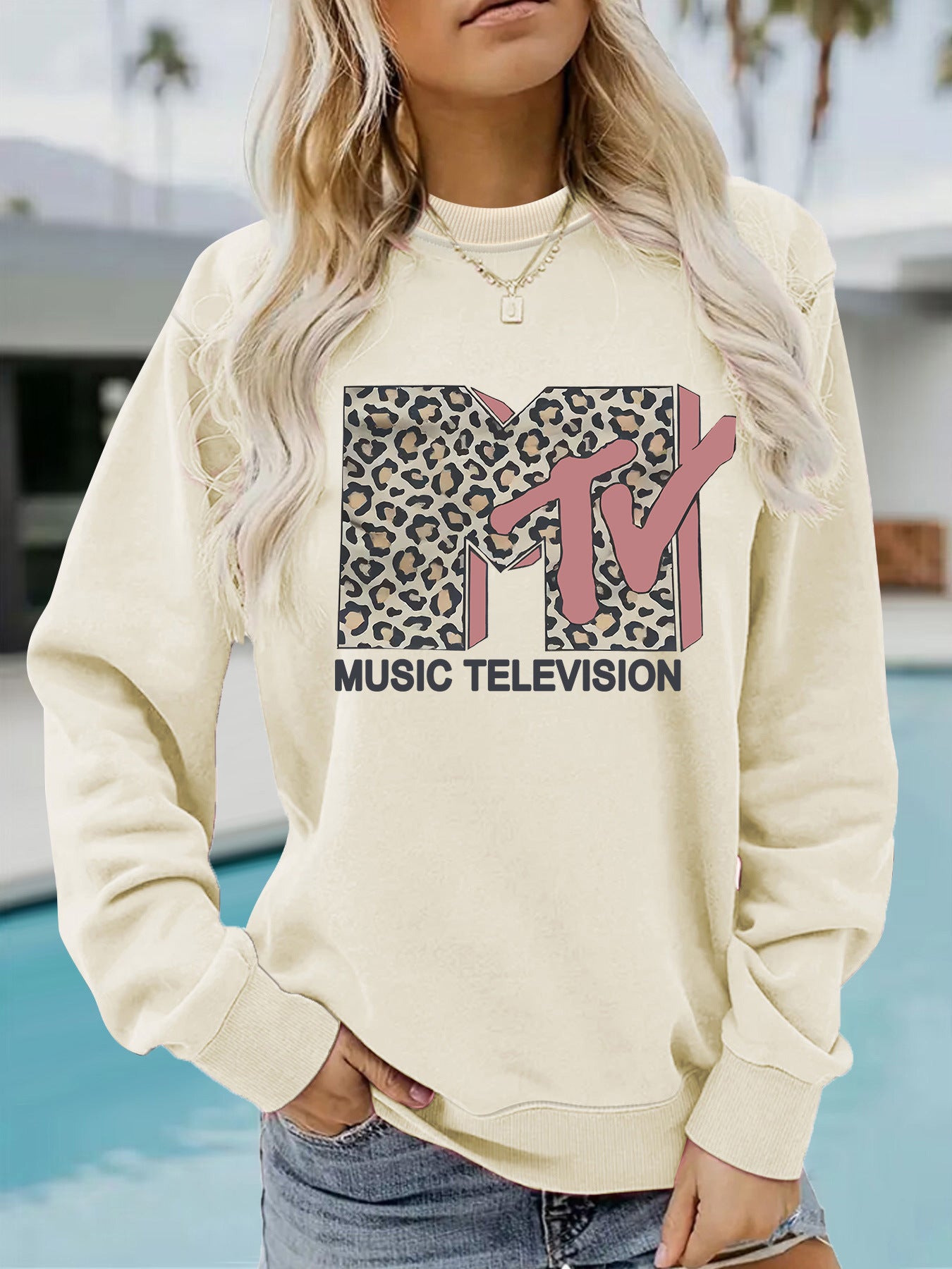 Letter printed base long sleeved sweatshirt