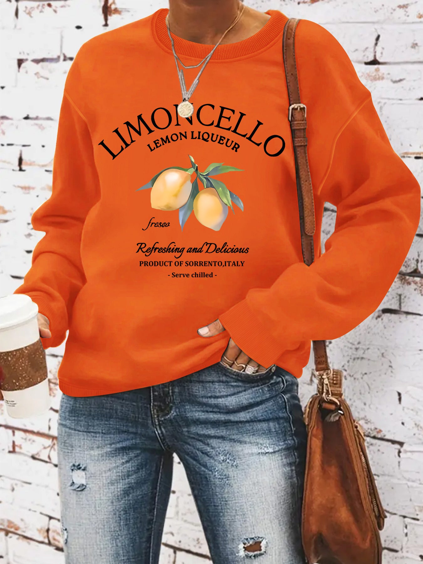 Sweatshirt with lemon print loose fit