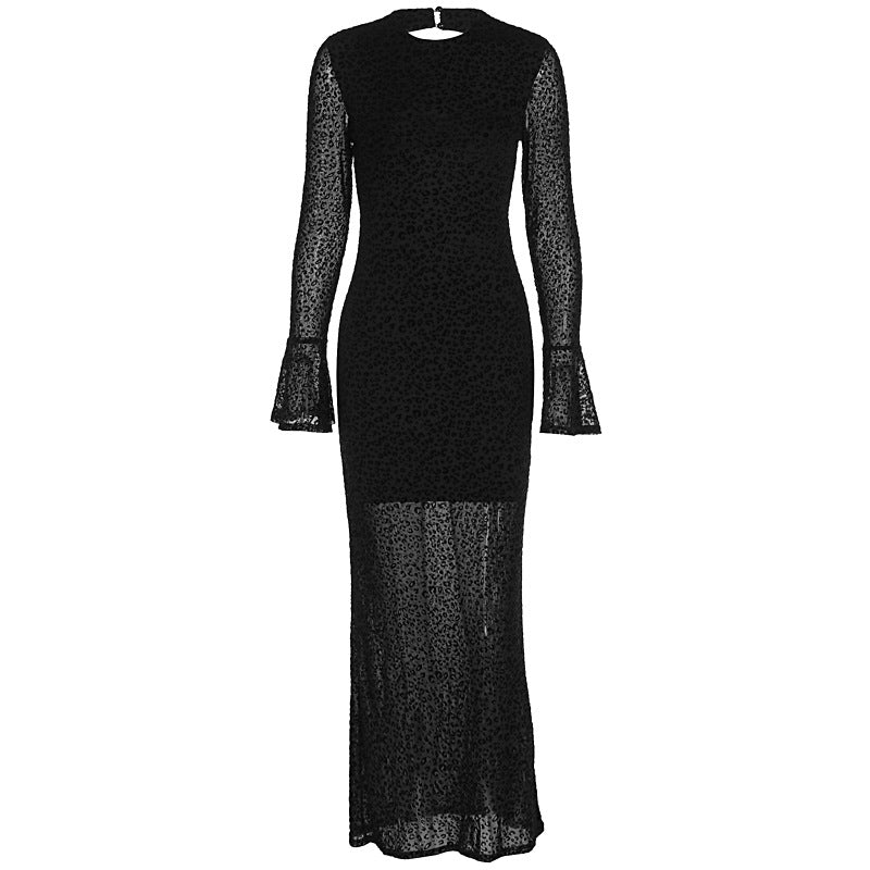 Round neck lace slim fit sexy backless slim fit dress