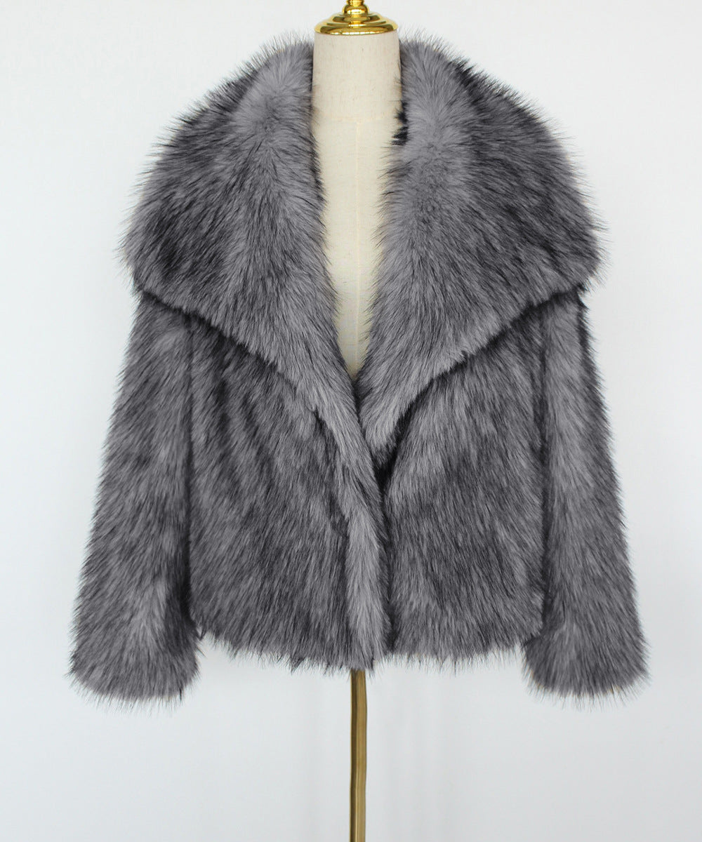 Imitation fur coat top women's short woolen coat made of synthetic fur