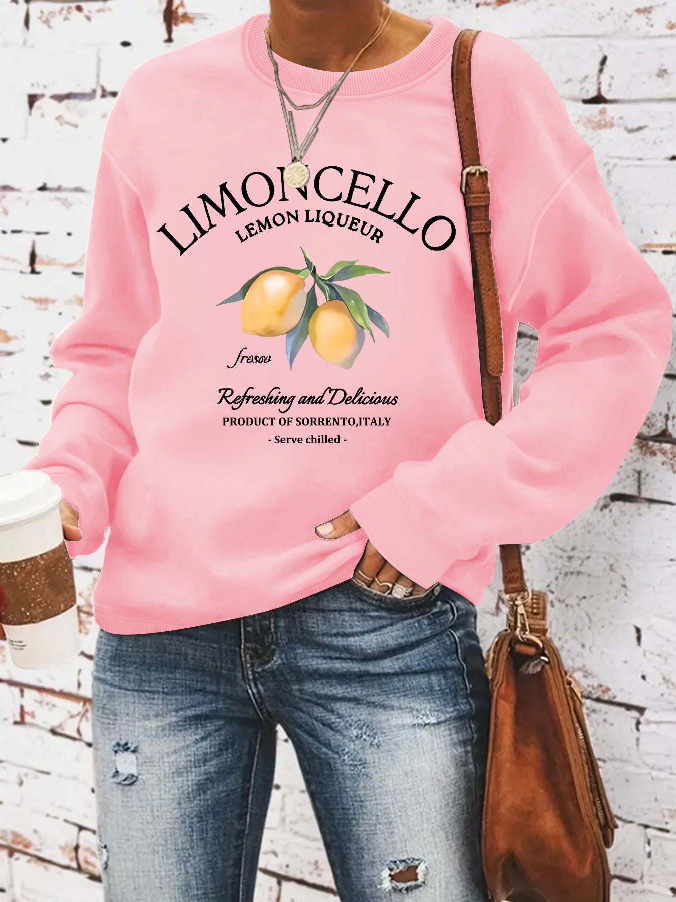 Sweatshirt with lemon print loose fit