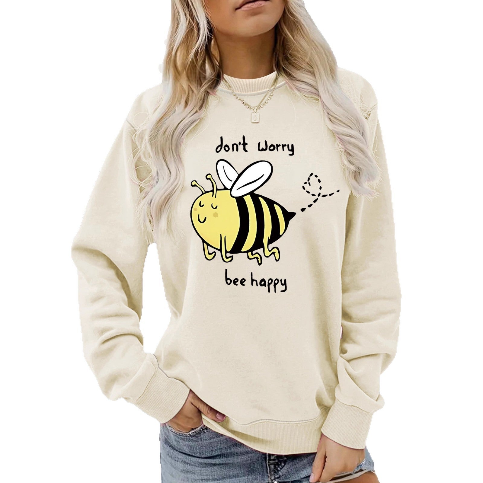 Bee printed casual loose sweatshirt