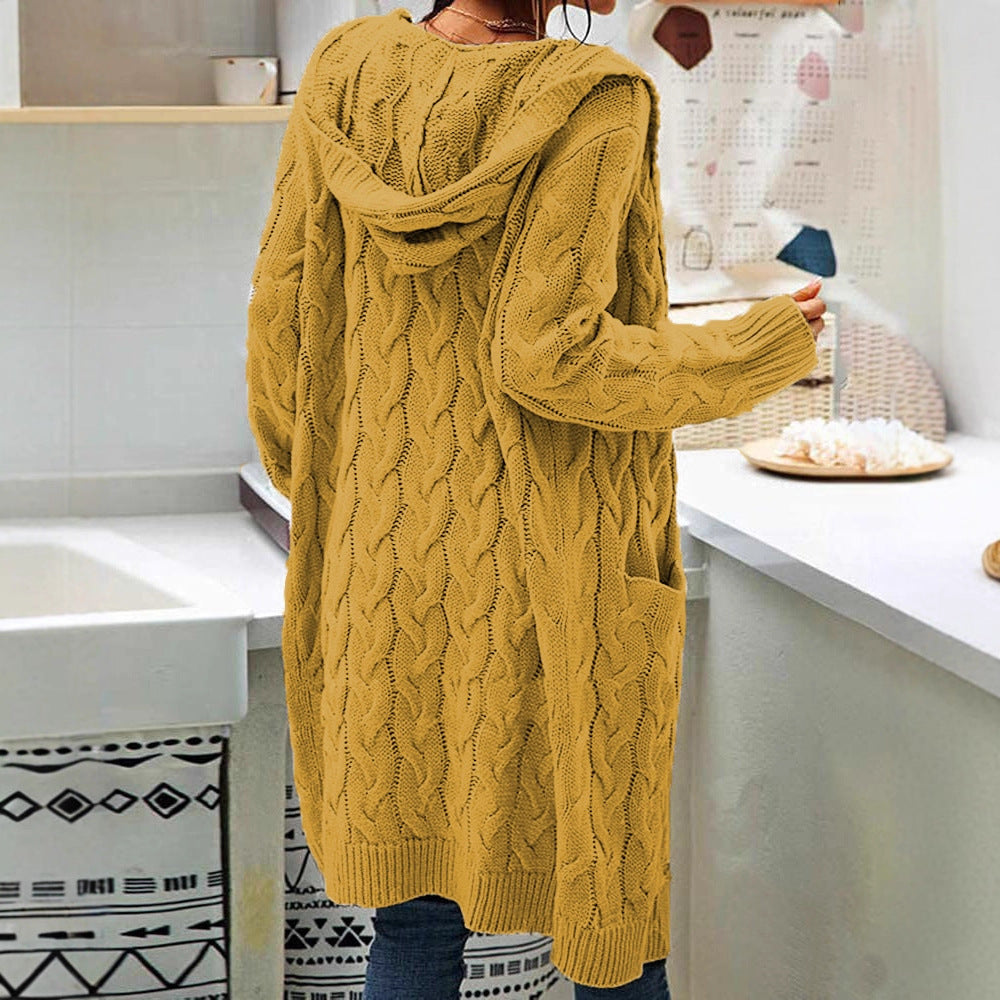 Sweater long sleeved pocket cardigan