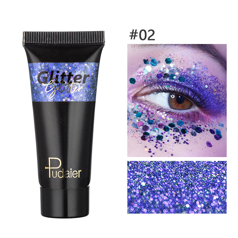 Makeup Pudaier monochrome glitter eyeshadow stage makeup face body glitter 12 color liquid eyeshadow