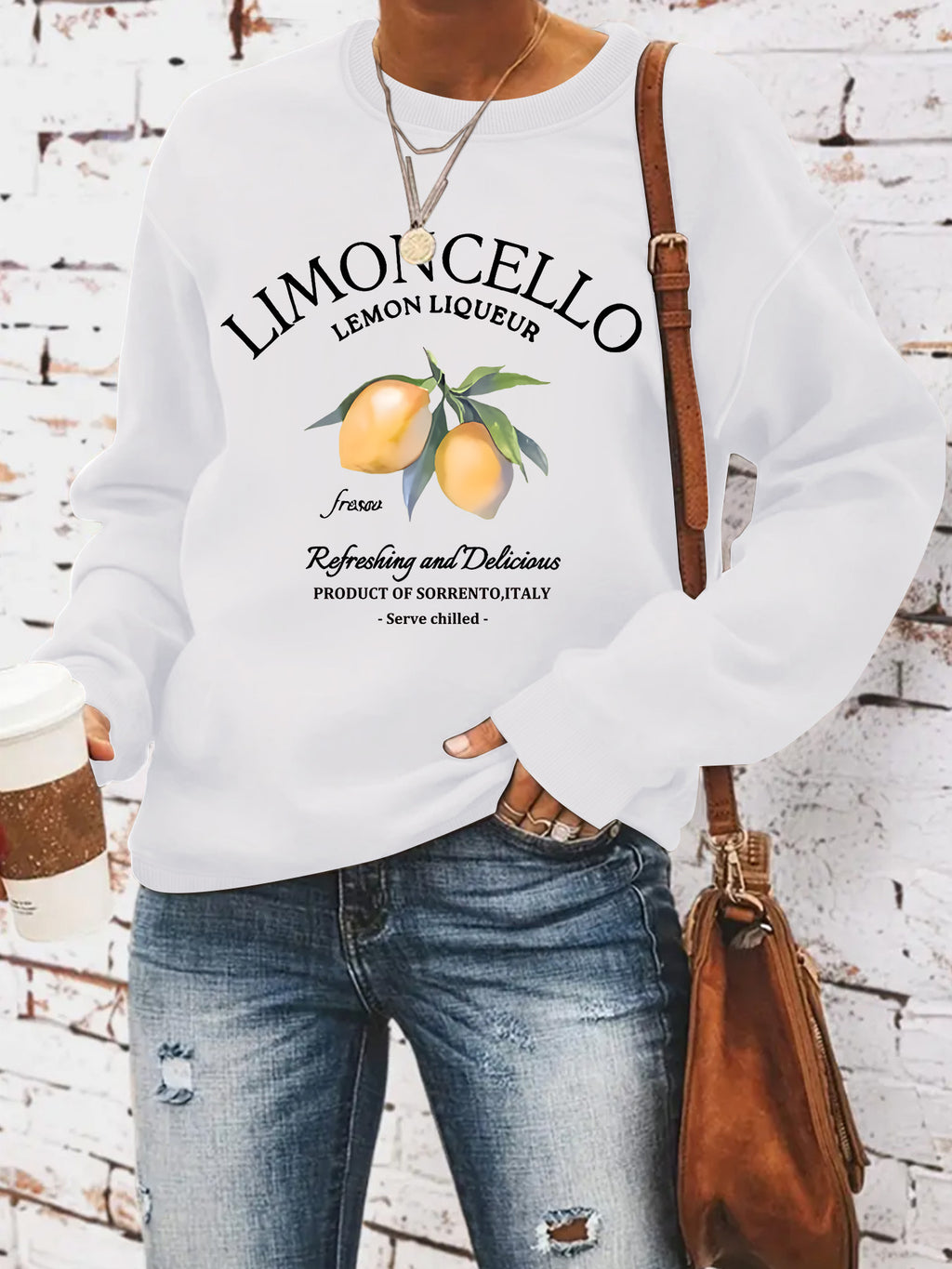 Sweatshirt with lemon print loose fit