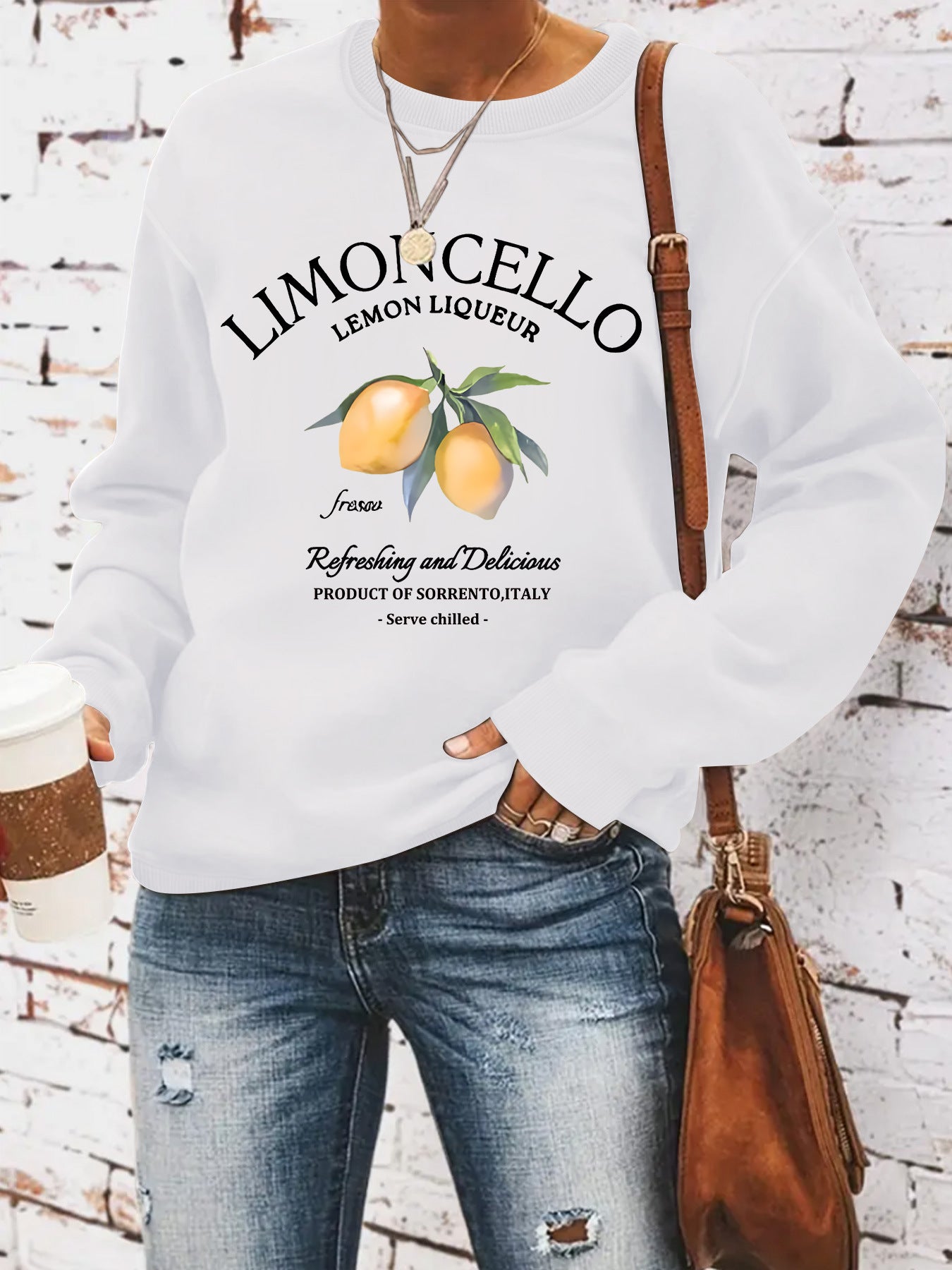 Sweatshirt with lemon print loose fit