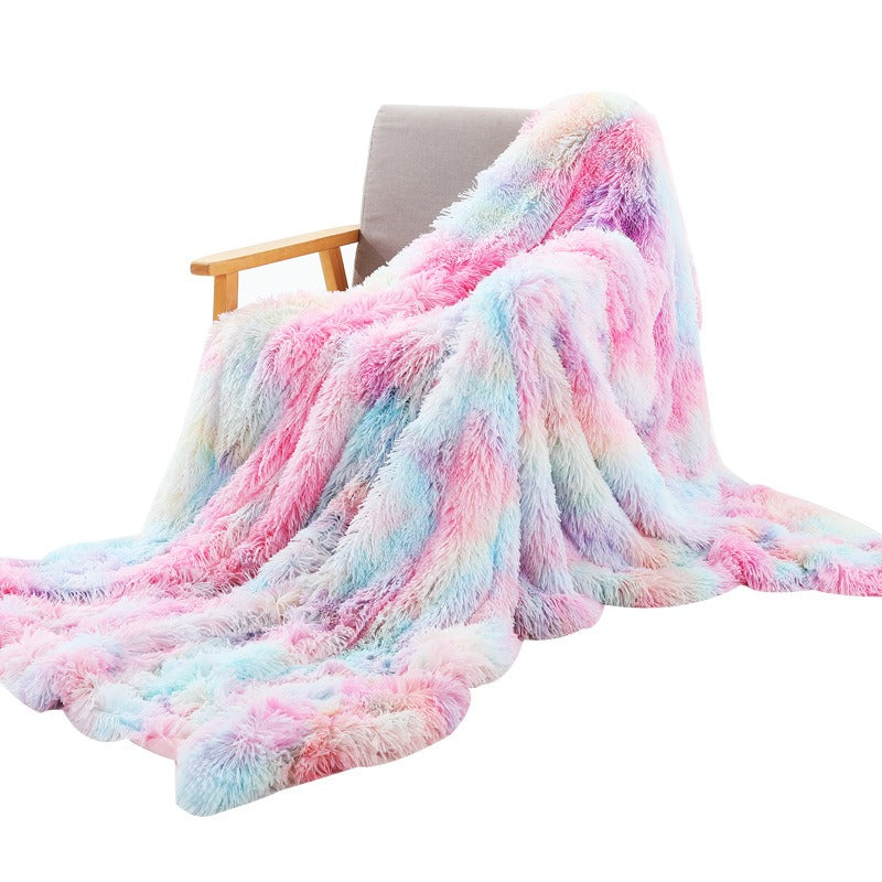 Photography Props, Small Rainbow Blankets, Nordic Style Office Lazybones, Nap Blankets, Tie Dyed Sofa Blankets, Plush Blankets
