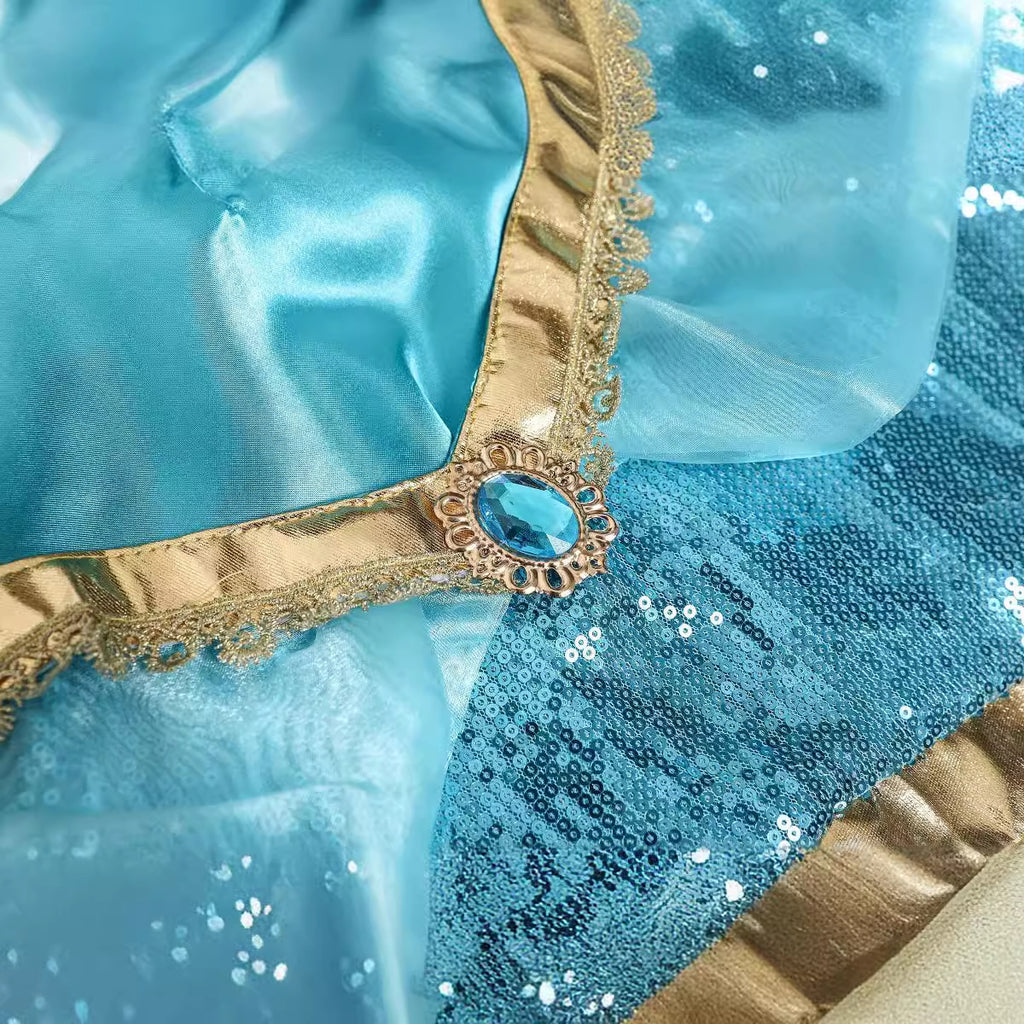 Aladdin Magic Lamp Jasmine Princess Dress COS Costume Halloween Role Play