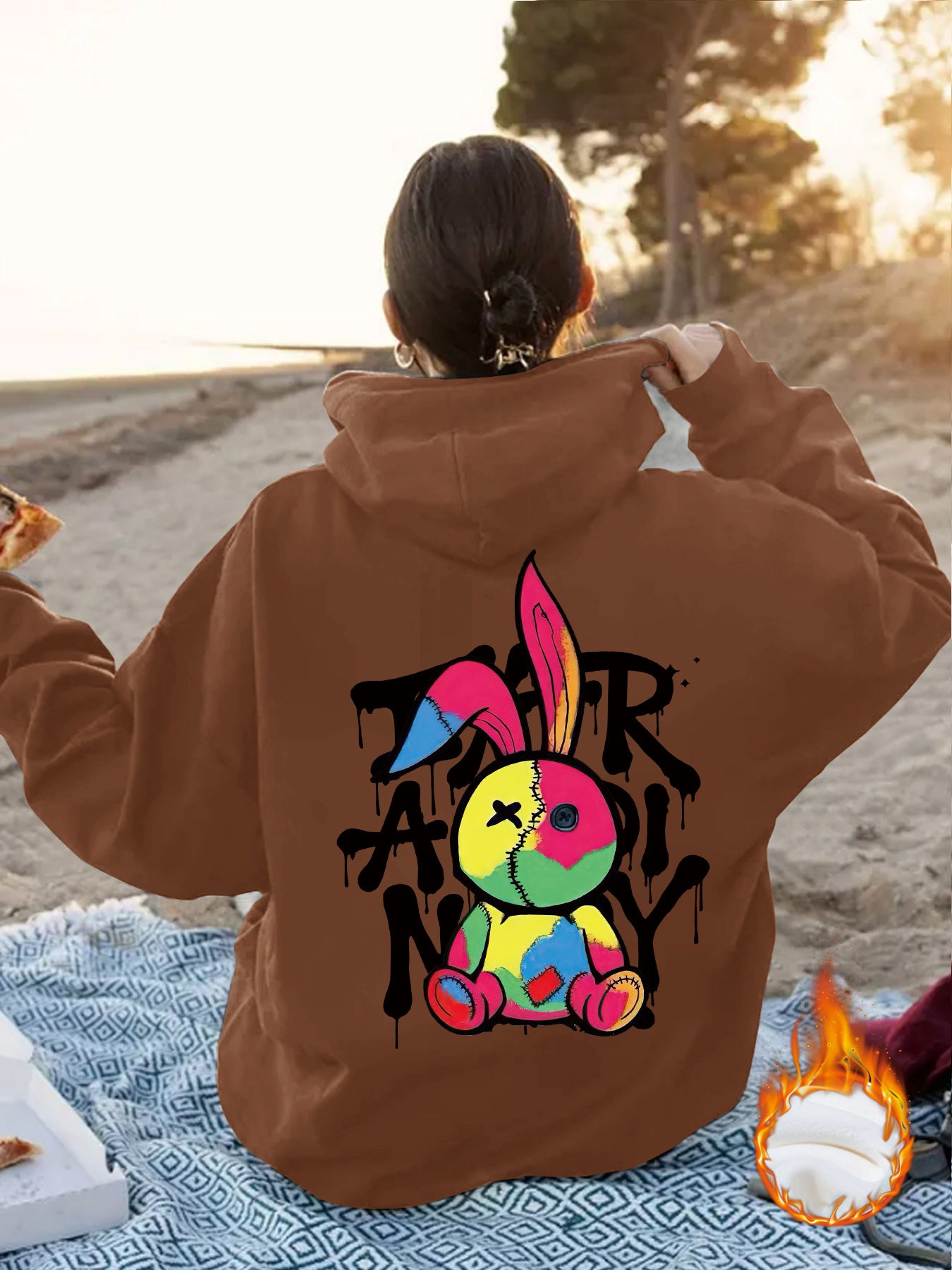 Cartoon pattern printed hoodie