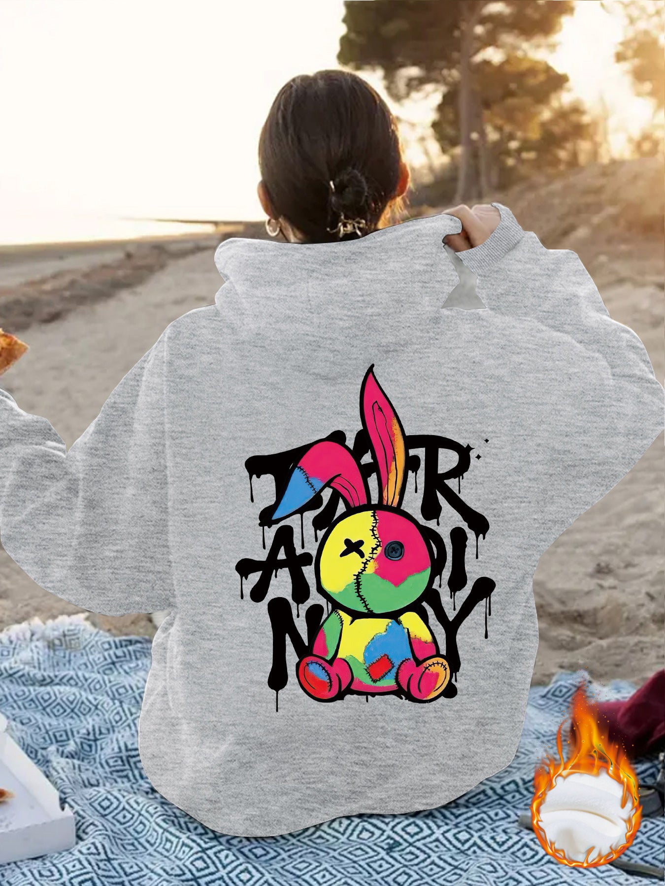 Cartoon pattern printed hoodie