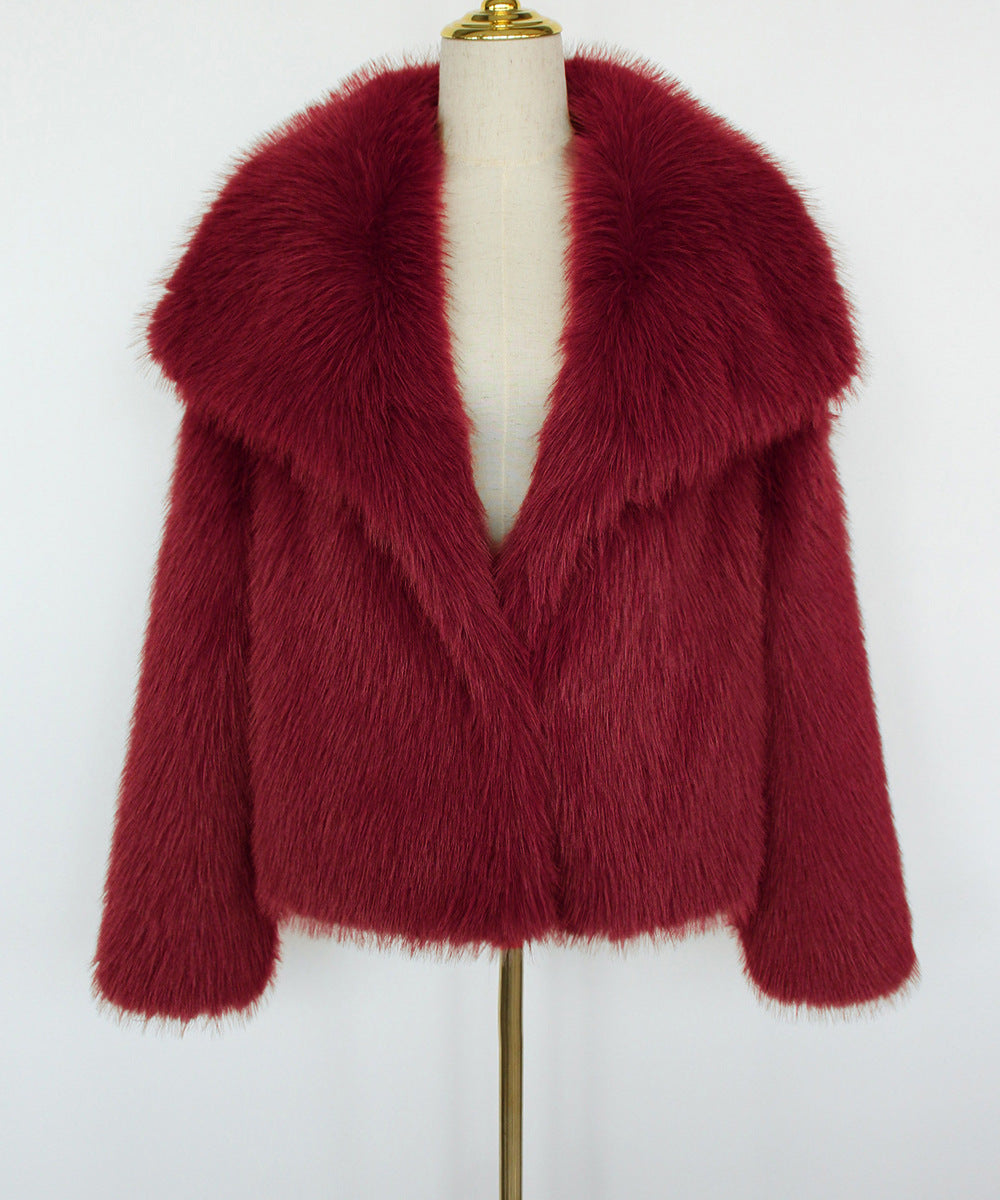 Imitation fur coat top women's short woolen coat made of synthetic fur