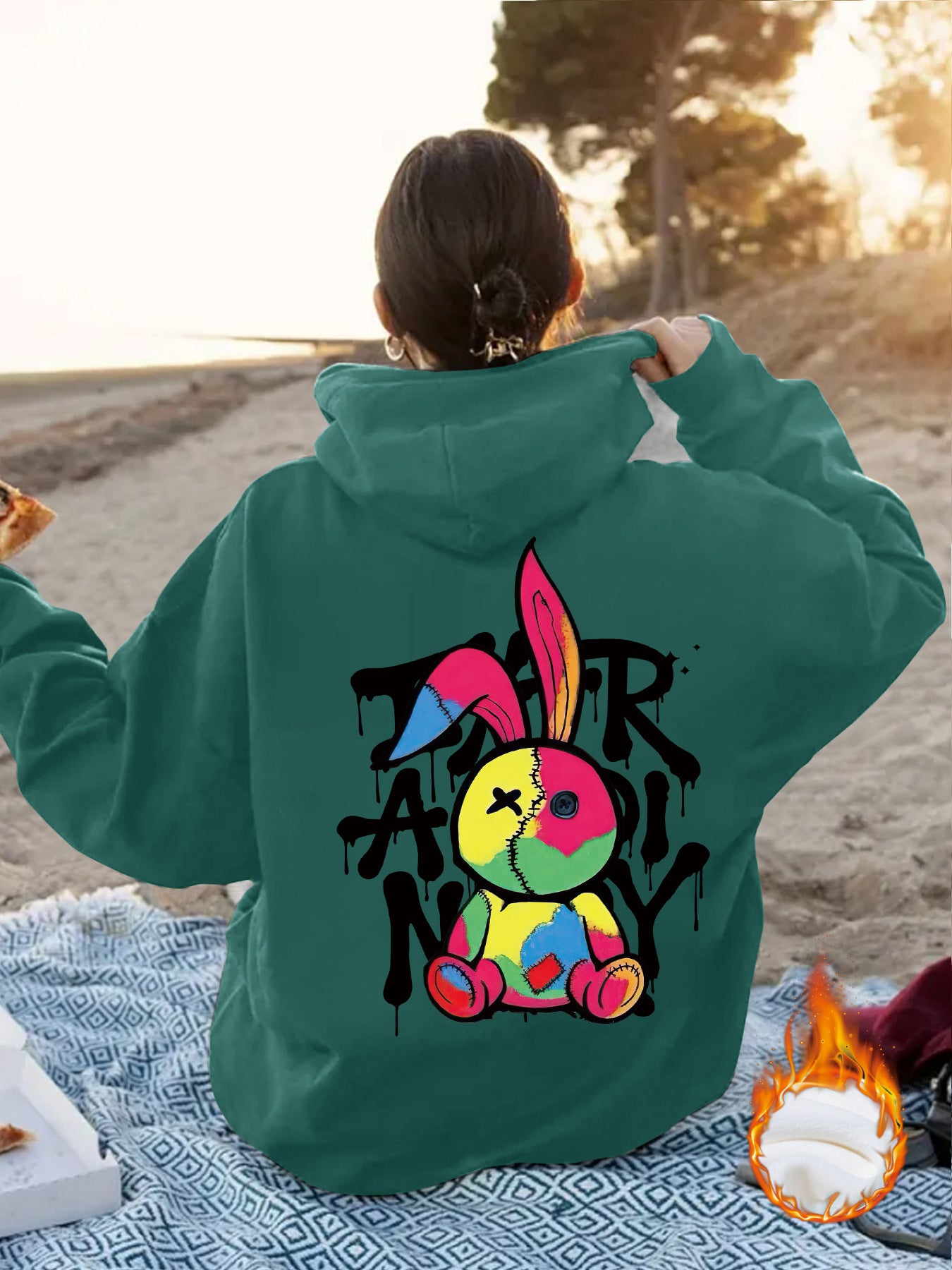 Cartoon pattern printed hoodie