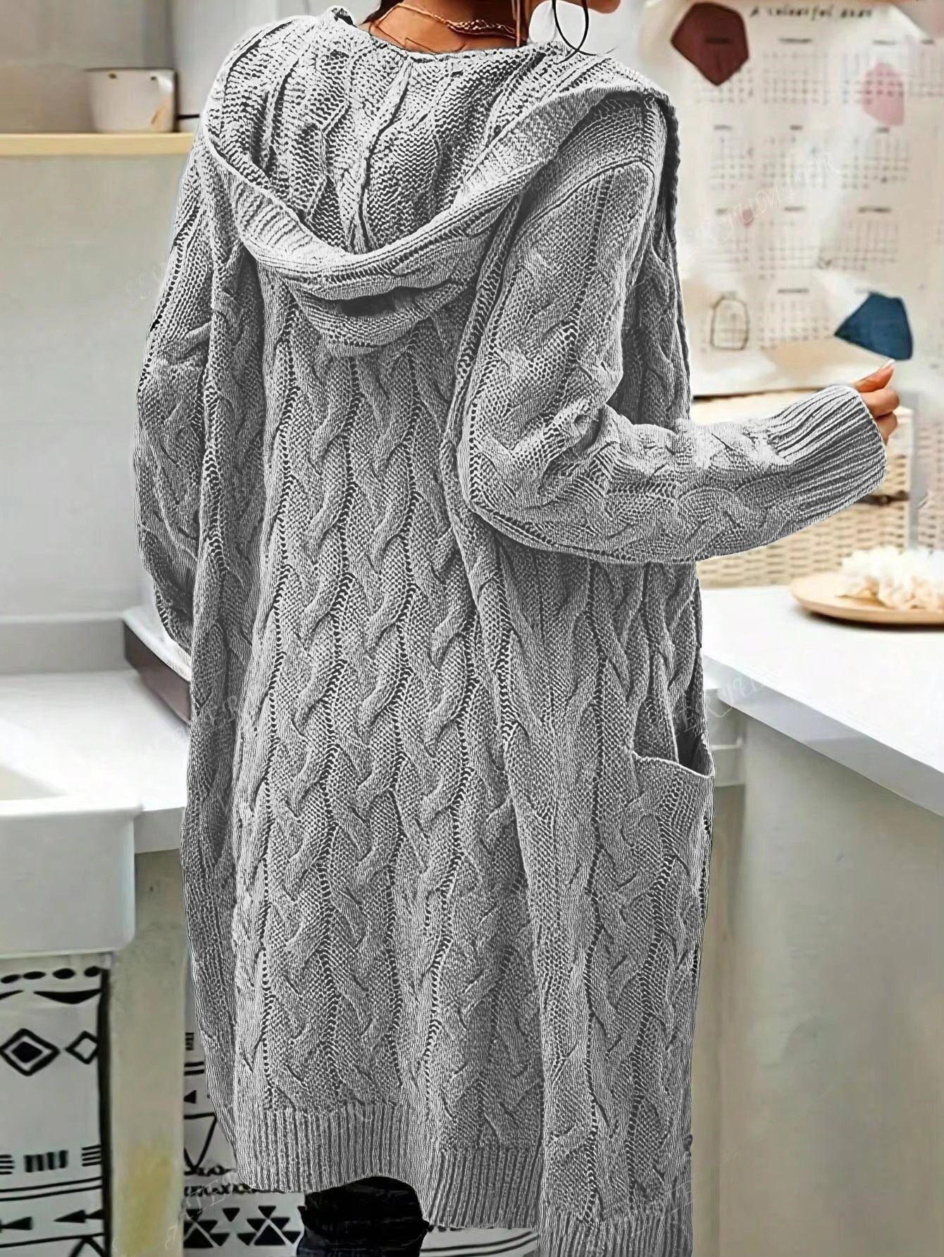 Sweater long sleeved pocket cardigan