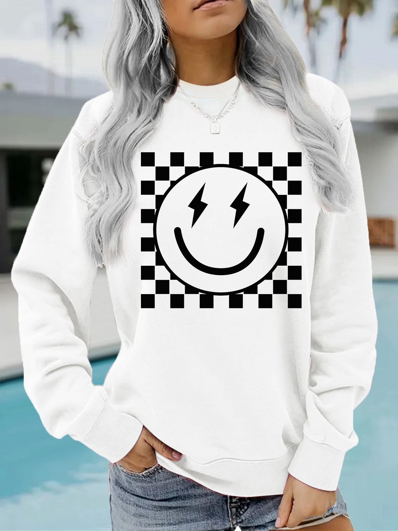 Mosaic pattern printed hoodie