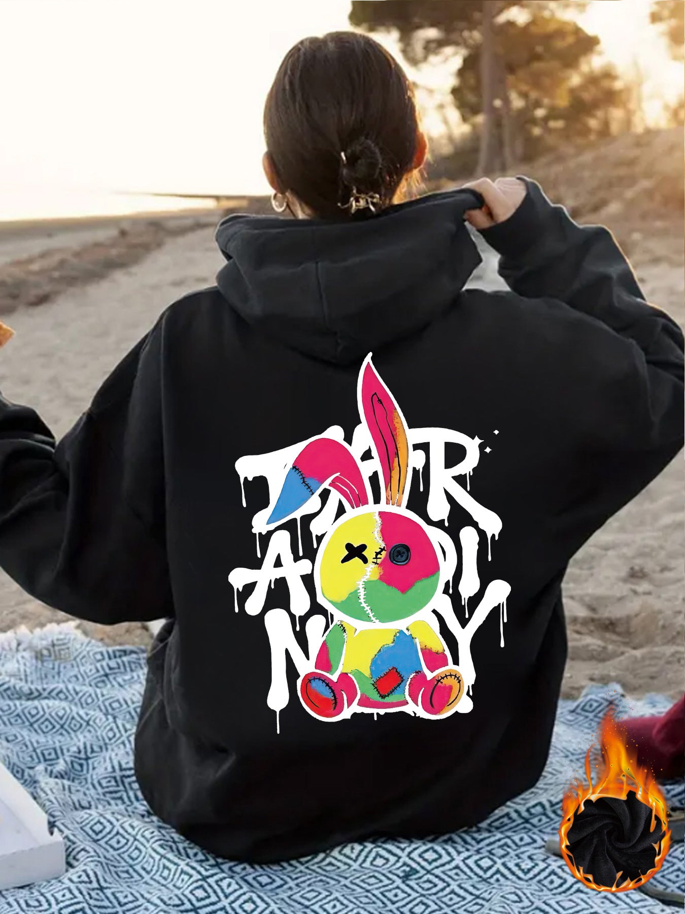 Cartoon pattern printed hoodie
