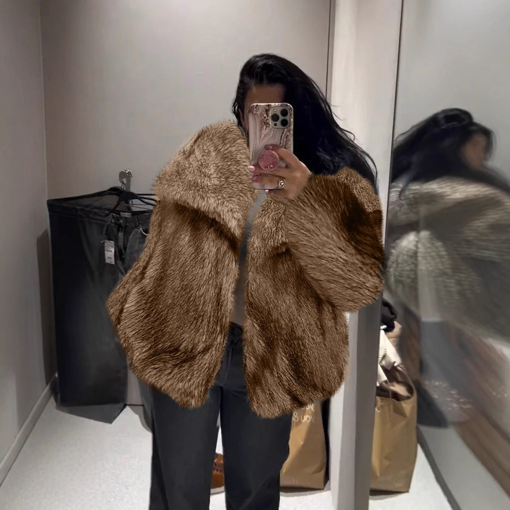 Imitation fur coat top women's short woolen coat made of synthetic fur