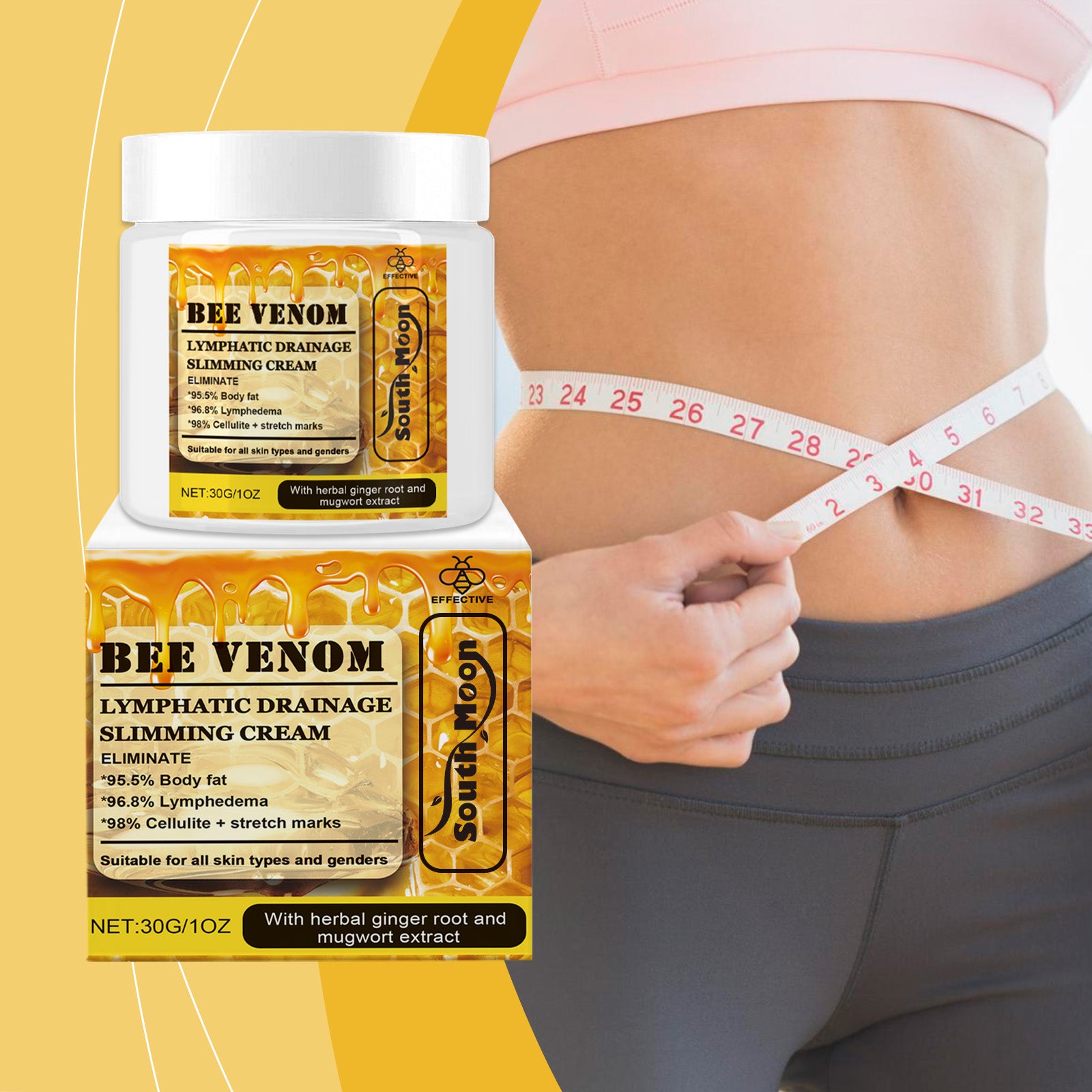 South Moon Bee Venom Body Care Cream, Herbal Essence Gentle Care Moisturizing Body Skin Care Cream