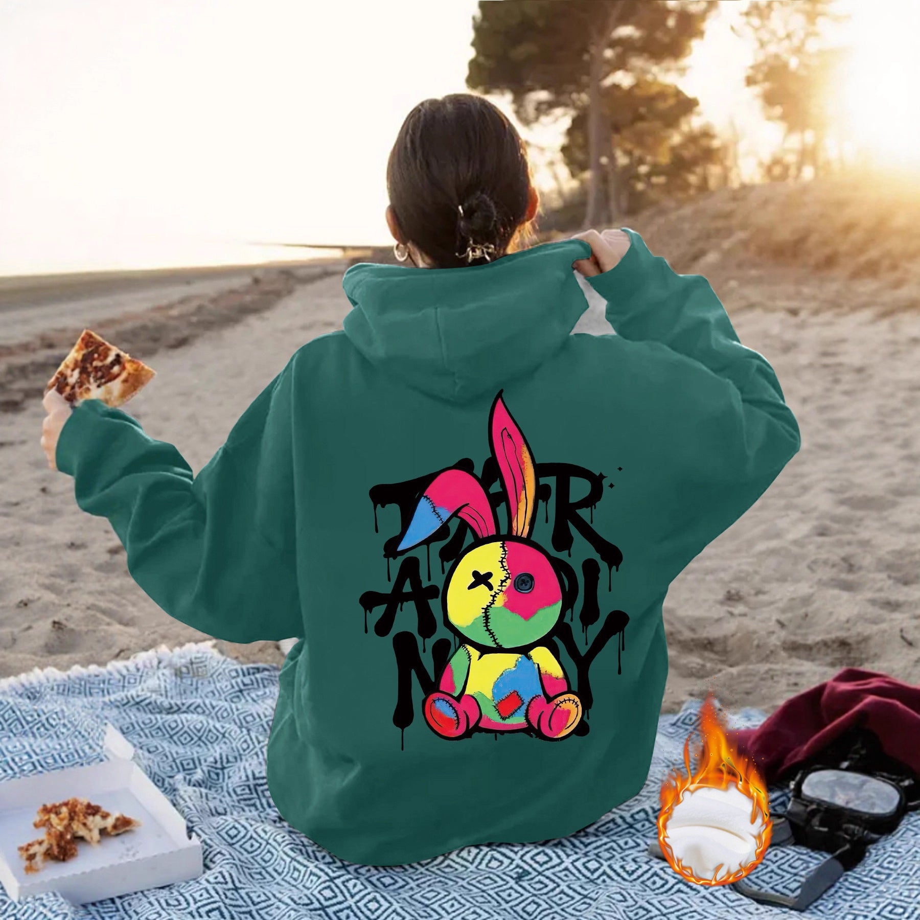 Cartoon pattern printed hoodie